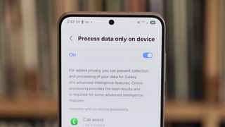 The option for processing all data on-device.