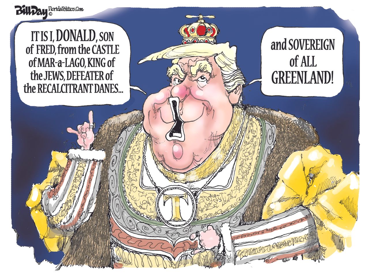 Political Cartoon U.S. Trump King of Denmark Greenland Hamlet Shakespeare