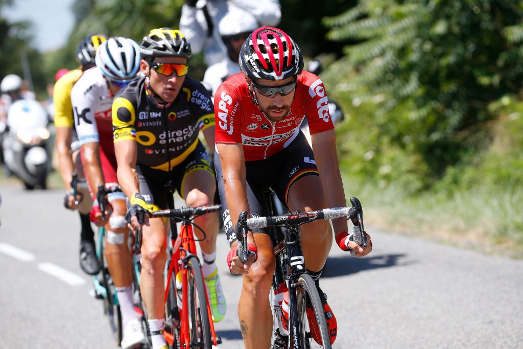 Thomas De Gendt (Lotto Soudal) leads the breakaway on stage 14 of the Tour de France