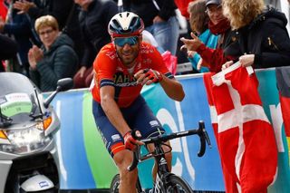 Vincenzo Nibali finishes stage 17 at the Giro
