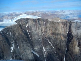 An ice field on Baffin Island. Vegetation on the edge of the retreating ice here dated back more than 40,000 years.