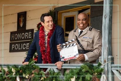 Neville (left) and the Commissioner (right) in the Death in Paradise Christmas special