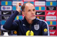 ENFIELD, ENGLAND - MARCH 30: England manager Thomas Tuchel speaks to the media during a press conference at Tottenham Hotspur Training Centre on March 30, 2026 in Enfield, England. (Photo by Bradley Collyer - Pool/Getty Images)