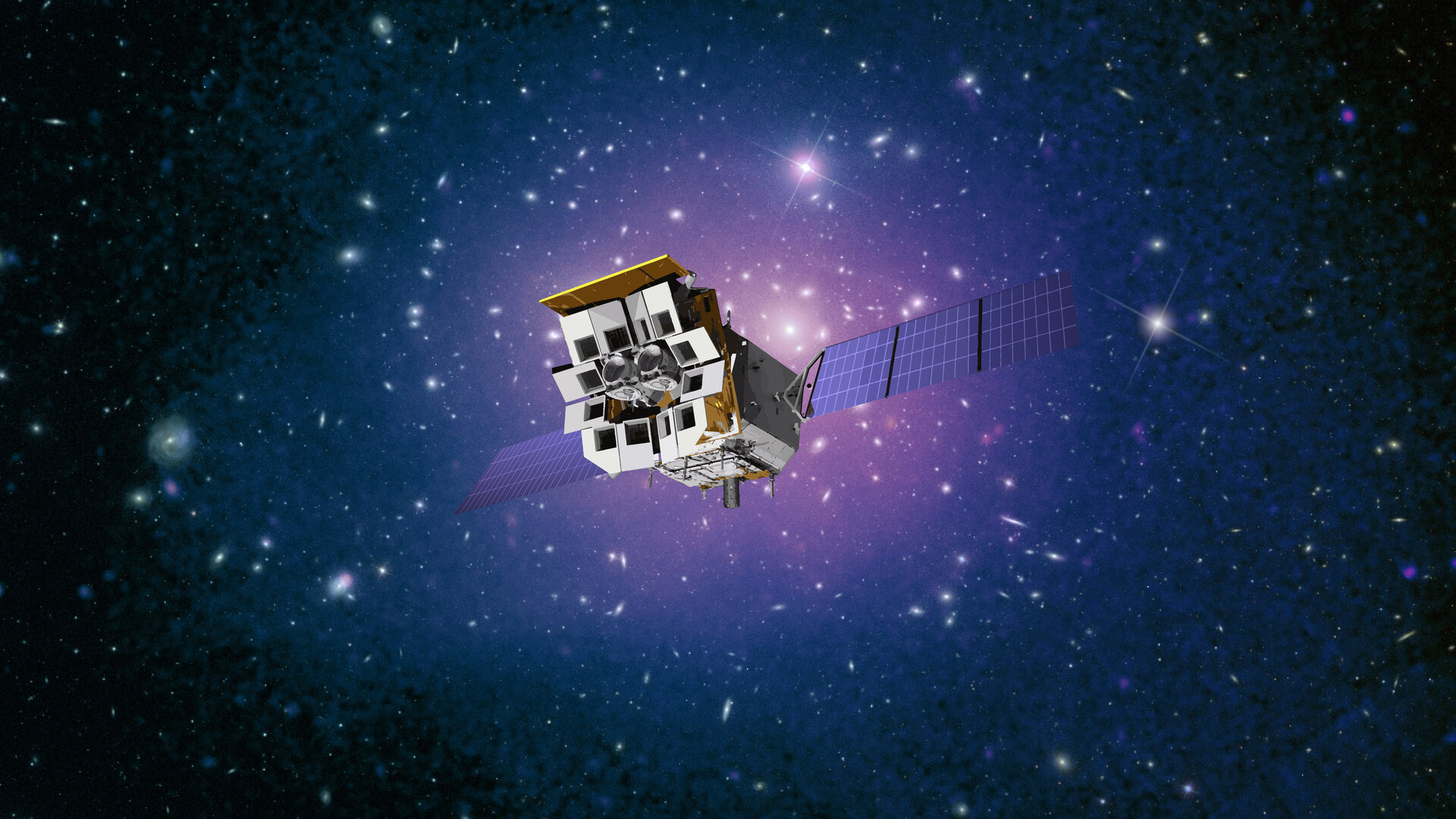 Una ilustración muestra la sonda Einstein buscando rayos X cósmicos.