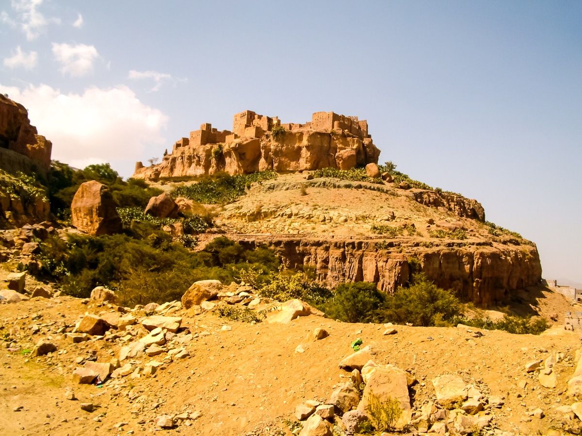 The temple may be located near Sanaʽa, the capital of Yemen. Part of the city, which people have inhabited for thousands of years, is shown here.