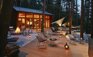 Outside seating area on wooden decking