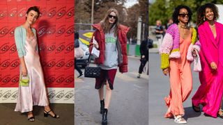 Street style - how to style a slip dress with a cardigan or hoodie