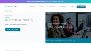 Website screenshot for Udacity