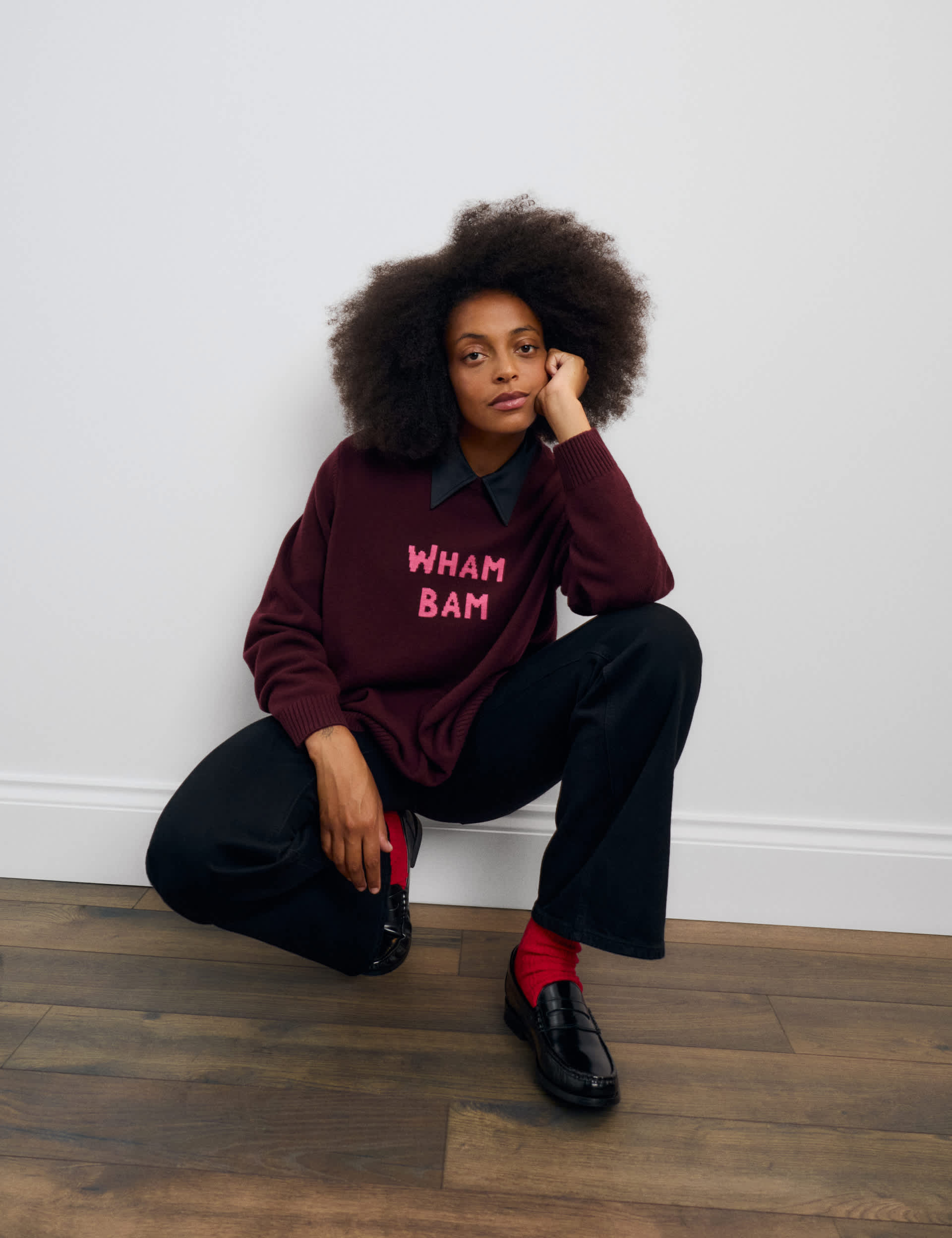 Merino Wool Rich Slogan Relaxed Jumper