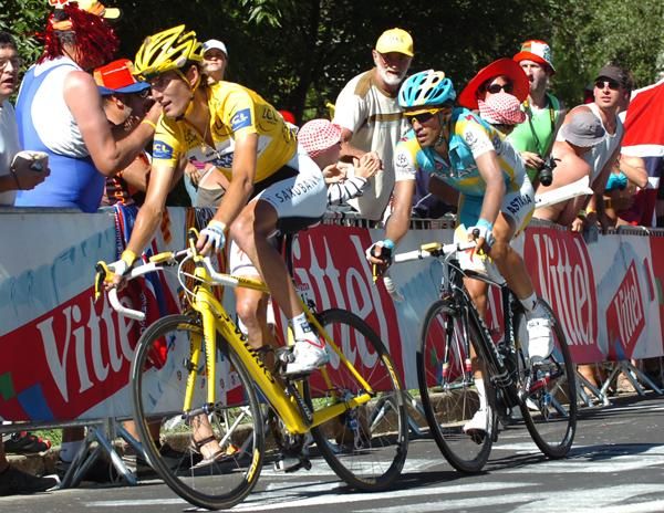 Andy Schleck (Saxo Bank) leads Contador (Astana)