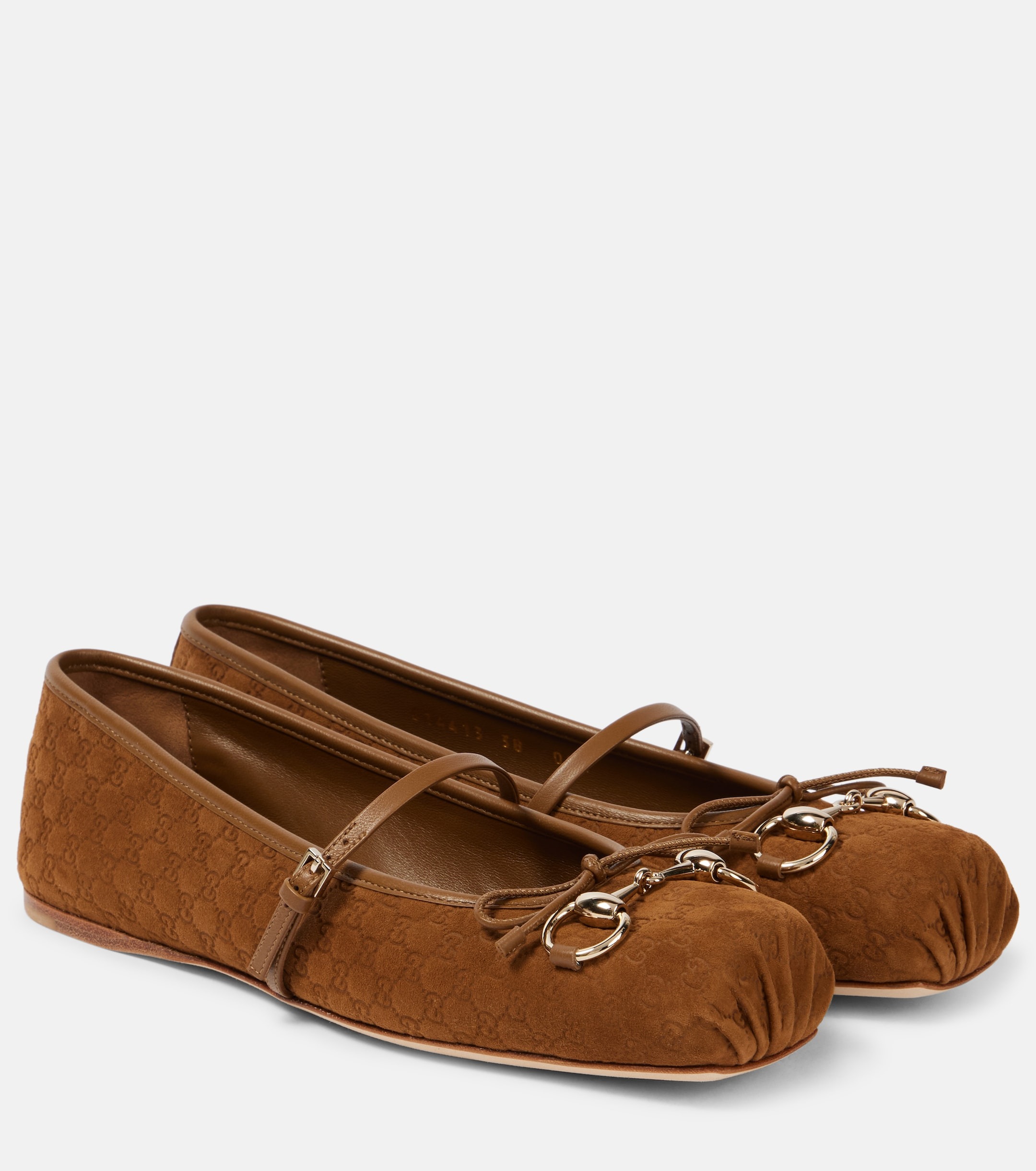 Gucci, Horsebit GG Suede Ballet Flats in Cuoio Dafne/Cuo.Dafn