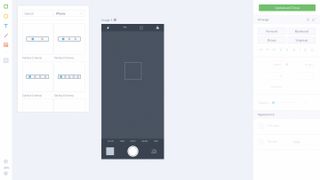 Marvel's protoyping screen, showing how easy it is to add mocked up components, include smartphone camera screens.