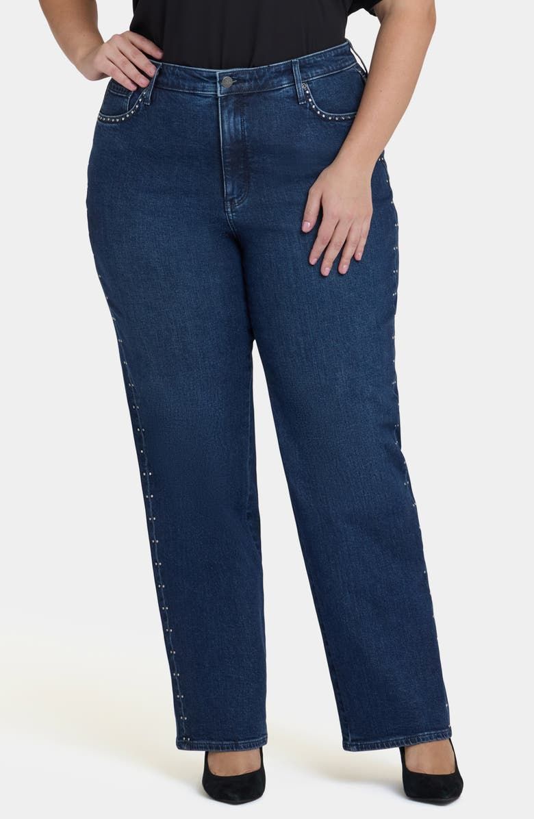 Brooke Rhinestone High Waist Loose Straight Leg Jeans