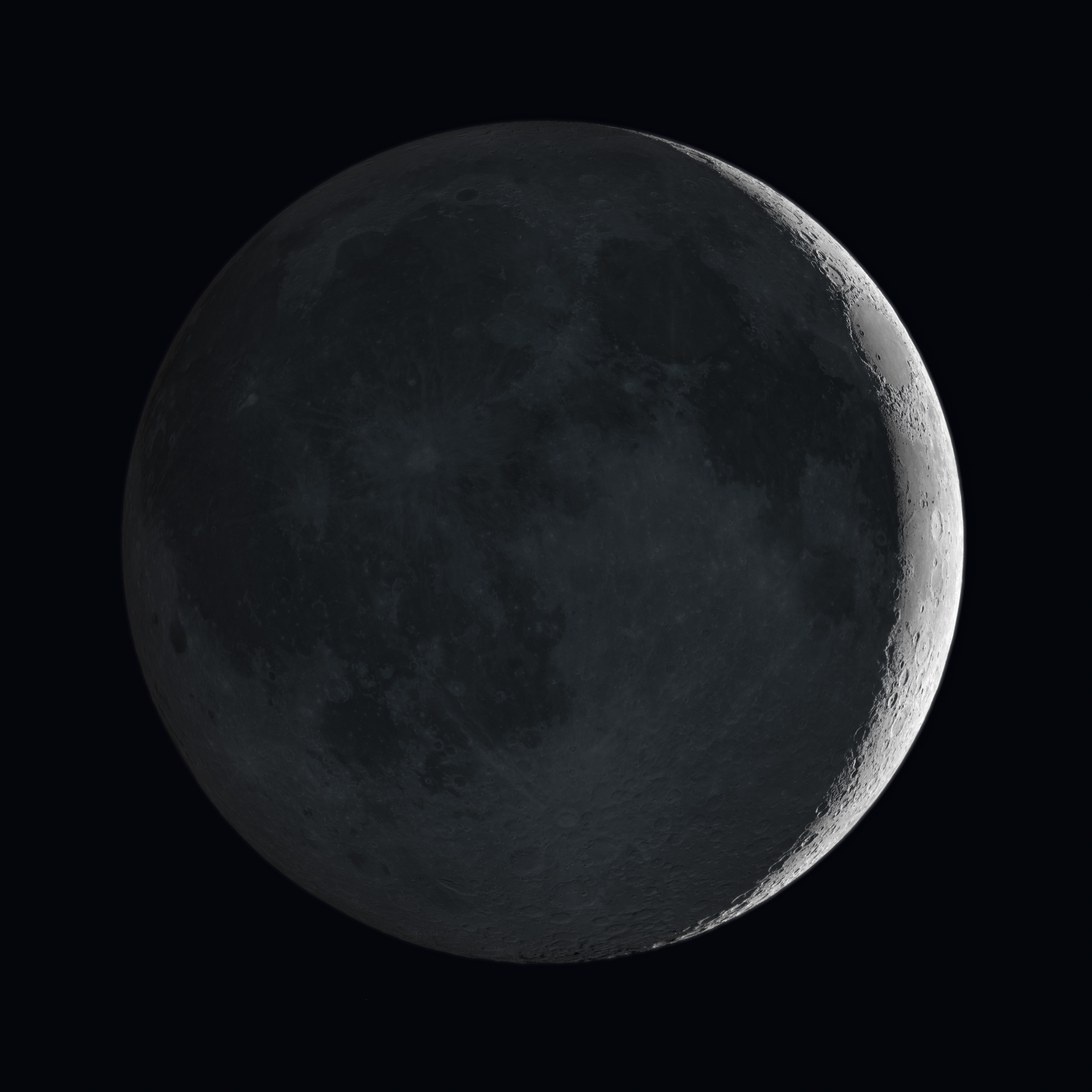 Artists’s impression of the moon showing earthshine 