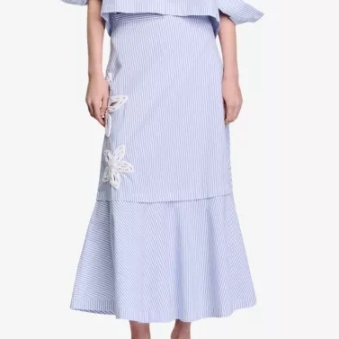 Sandro Long Striped Cotton Skirt