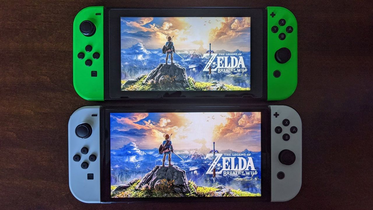 Nintendo Switch Oled Model Next To Switch V2 Botw