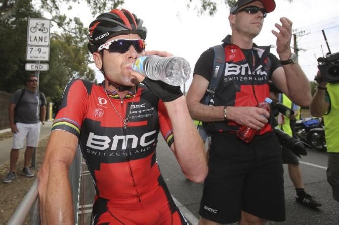 Evans enjoying a water after his stage win