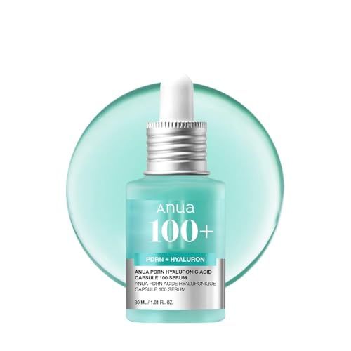 Anua Pdrn Hyaluronic Acid Capsule 100 Serum, Radiant Face Serum, Salmon Dna, Hyaluronic Acid, Hydration, Moisture Plumping Effect, Lightweight, Glass Skin, Korean Skincare, 1.01 Fl.oz