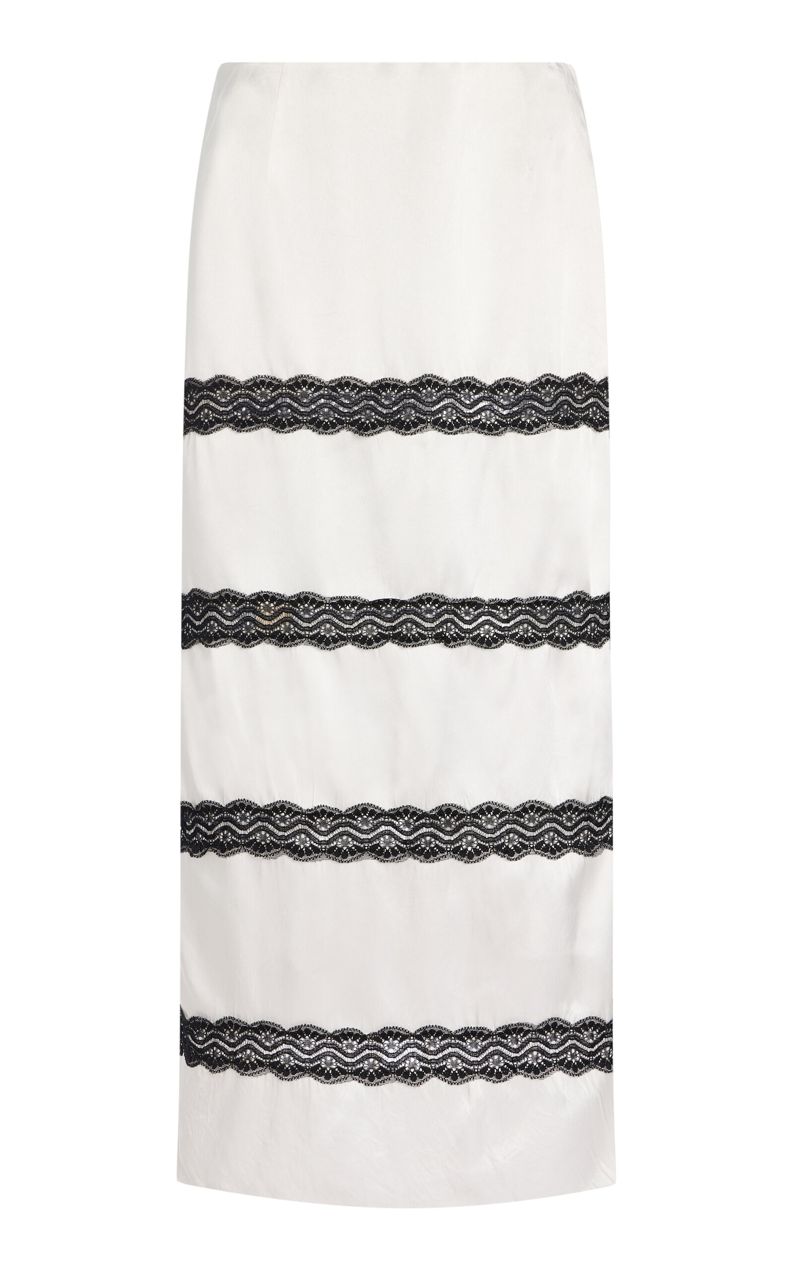 Exclusive Lace-Inset Satin Maxi Skirt
