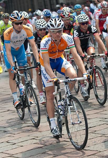 Rabobank's Bram De Groot heads out for the stage.