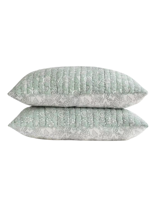 Organic Cotton Block Print Quilted Sham Set
