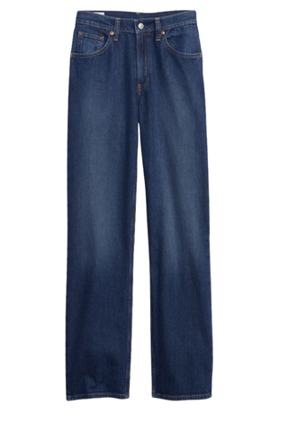 Blue Mid Rise Straight 90s Loose Jeans