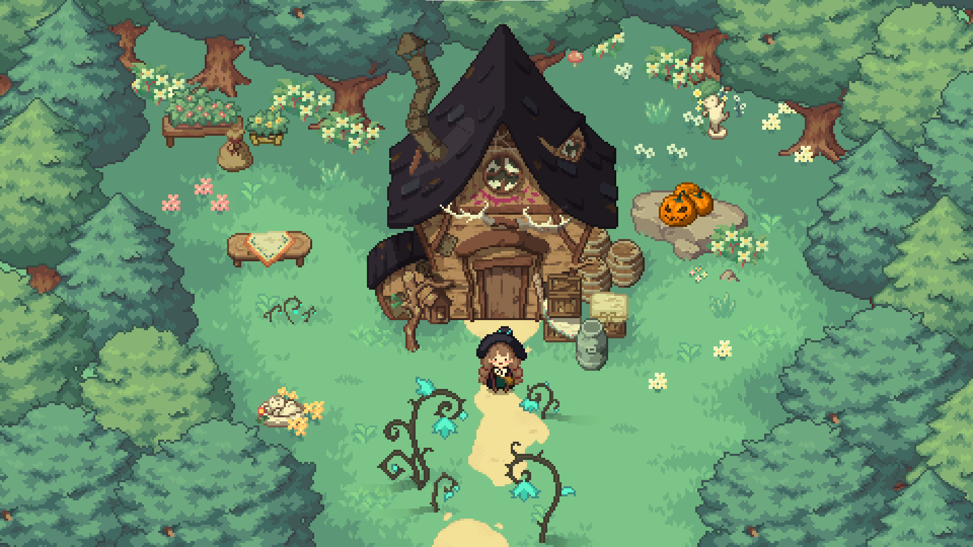 A screenshot of the upcoming Switch game, Little Witch in the Woods