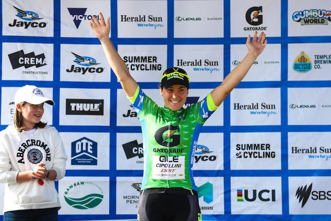 Ale Cipollini's Chloe Hosking won the green points jersey at the 2019 Women's Herald Sun Tour