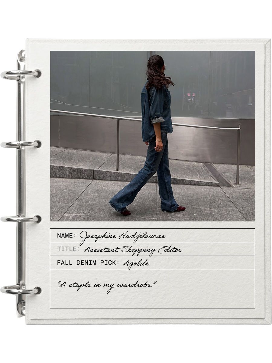 Josephine Hadjiloucas wearing Agolde jeans.