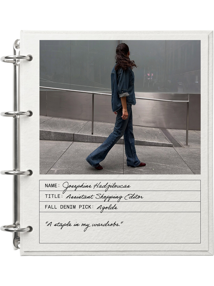 Josephine Hadjiloucas wearing Agolde jeans.