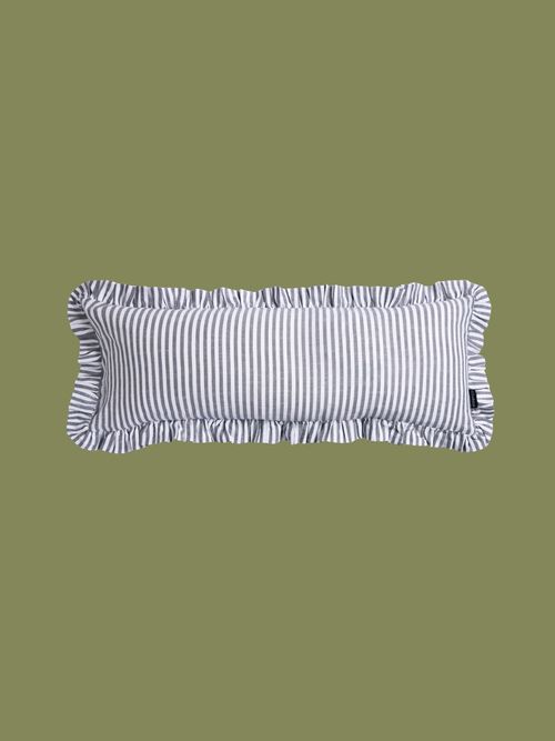 Long Stripe Ruffle Cushion - Charcoal