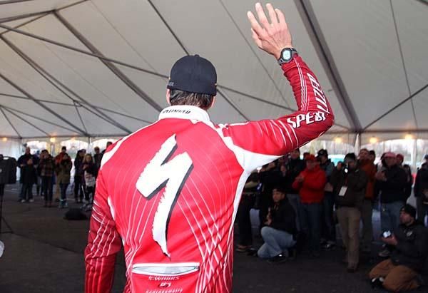 Todd Wells greets the crowd.