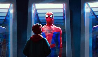 Spider-Man: Into The Spider-Verse Miles gazes at the spider suit in its case