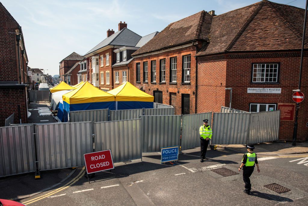 Police cordoned off an area where Dawn Sturgess and Charlie Rowley had been.