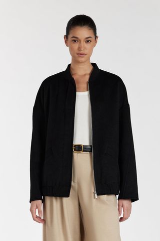 Jeri Black Wool Blend Bomber Jacket