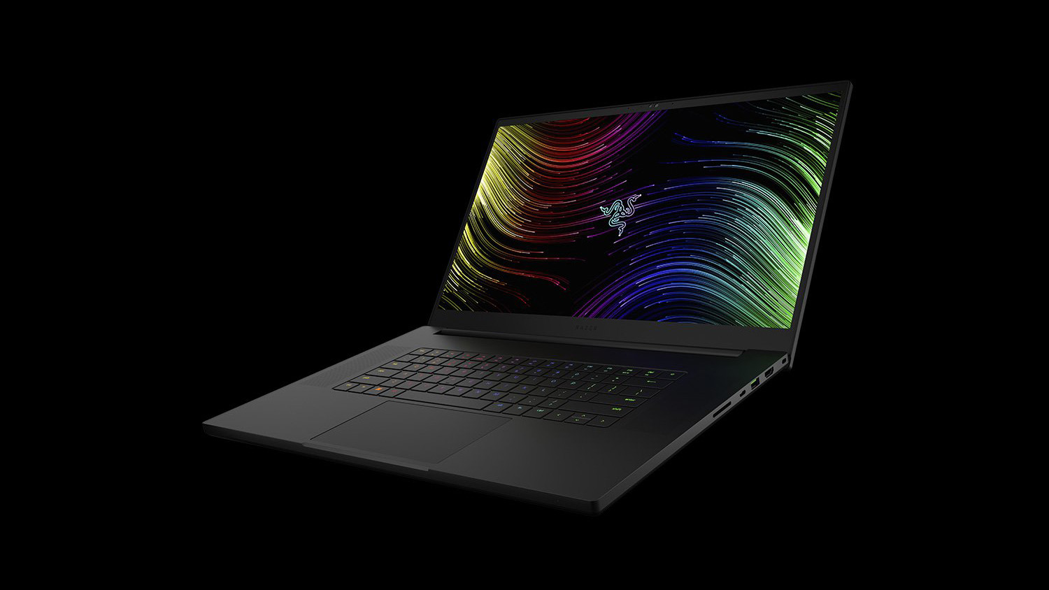 Product shot of the Razer Blade 17 laptop on a black background.