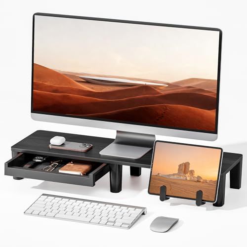 Ergonomic Monitor Stand Riser With Storage Drawer