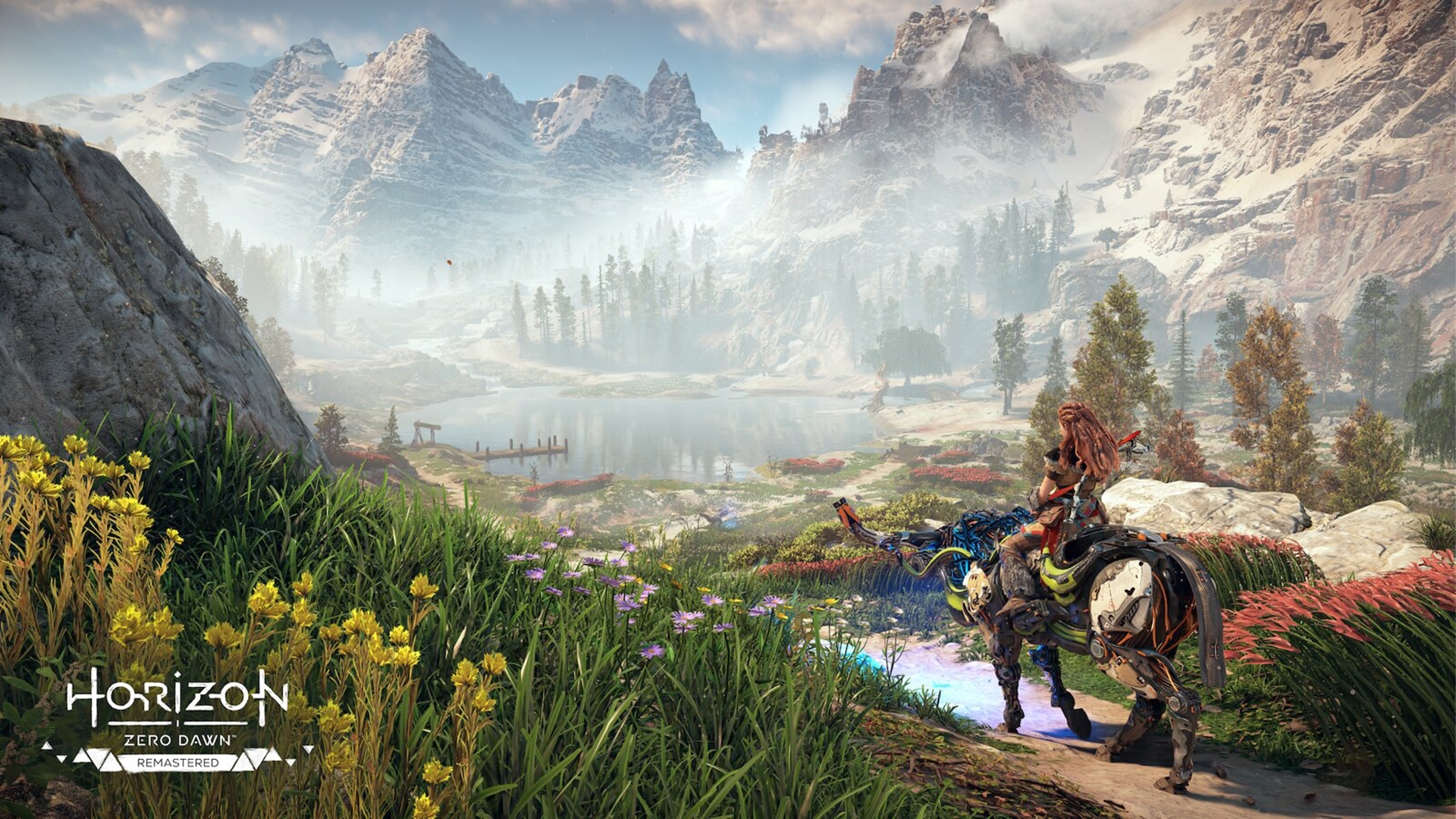 Zrzut ekranu z odświeżonej wersji Horizon Zero Dawn przedstawiający Aloy eksplorującą