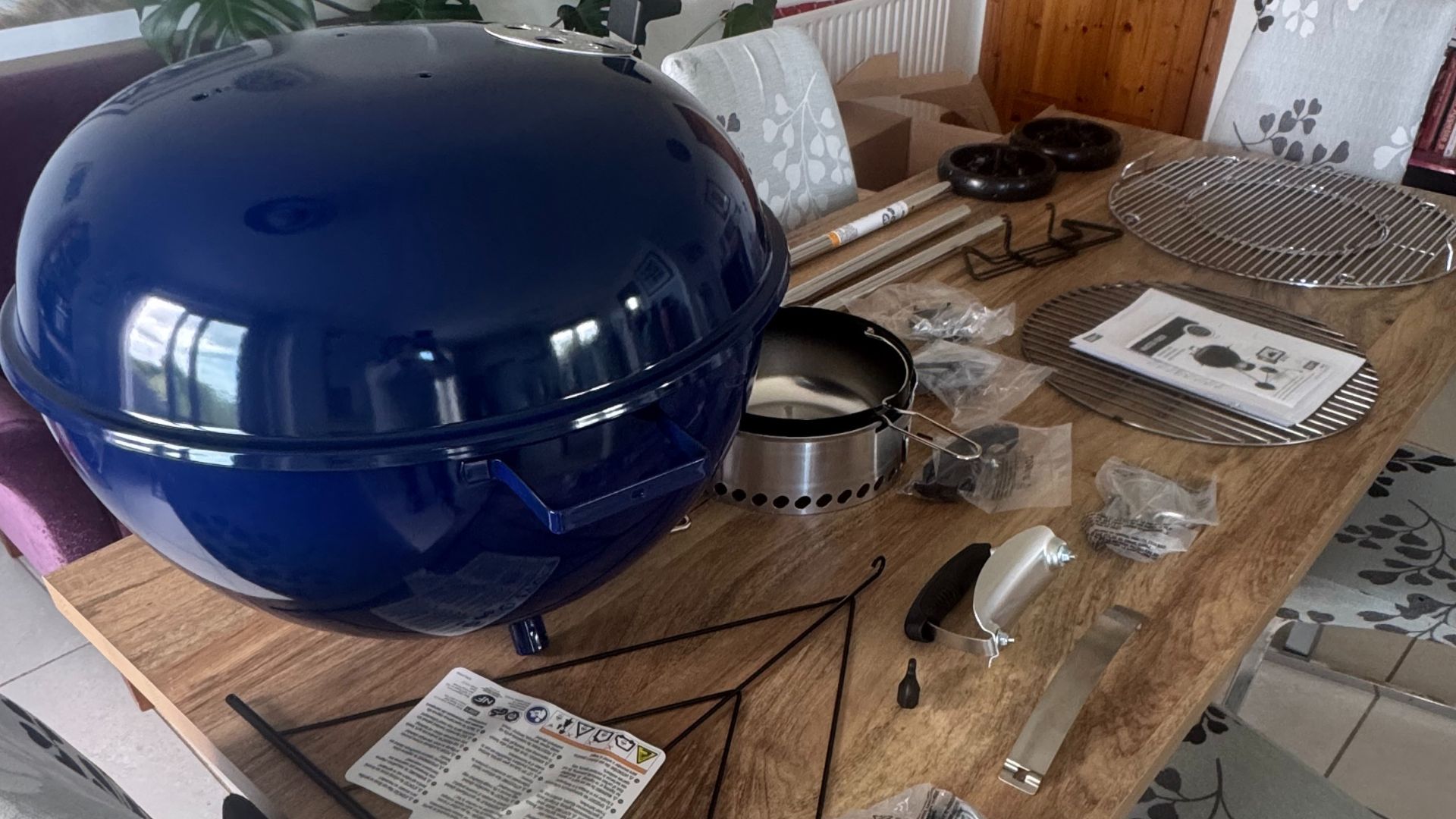 The Weber Master-Touch GBS C-5750 Charcoal Barbecue during unboxing