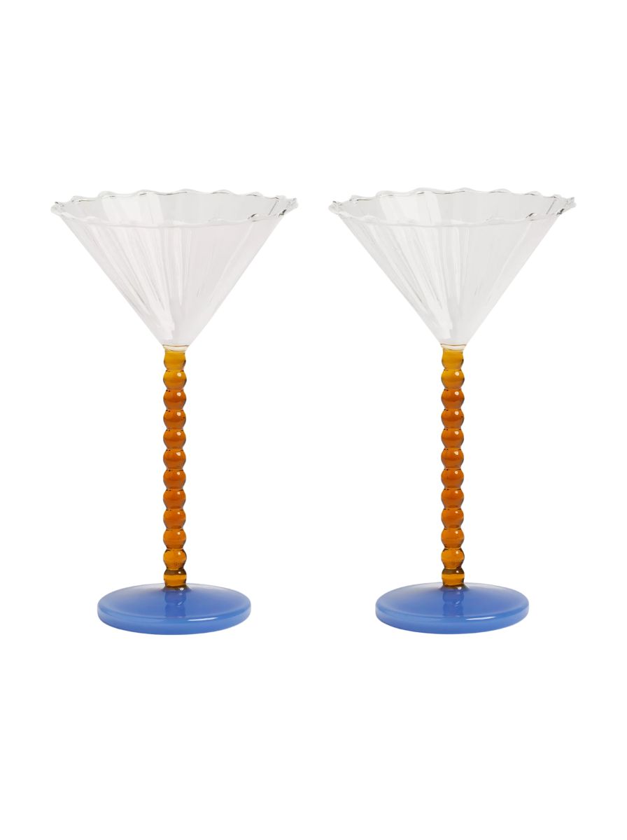 Perle Amber Coupe Glasses, Set of 2