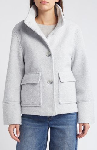 Stand Collar Pressed Bouclé Jacket