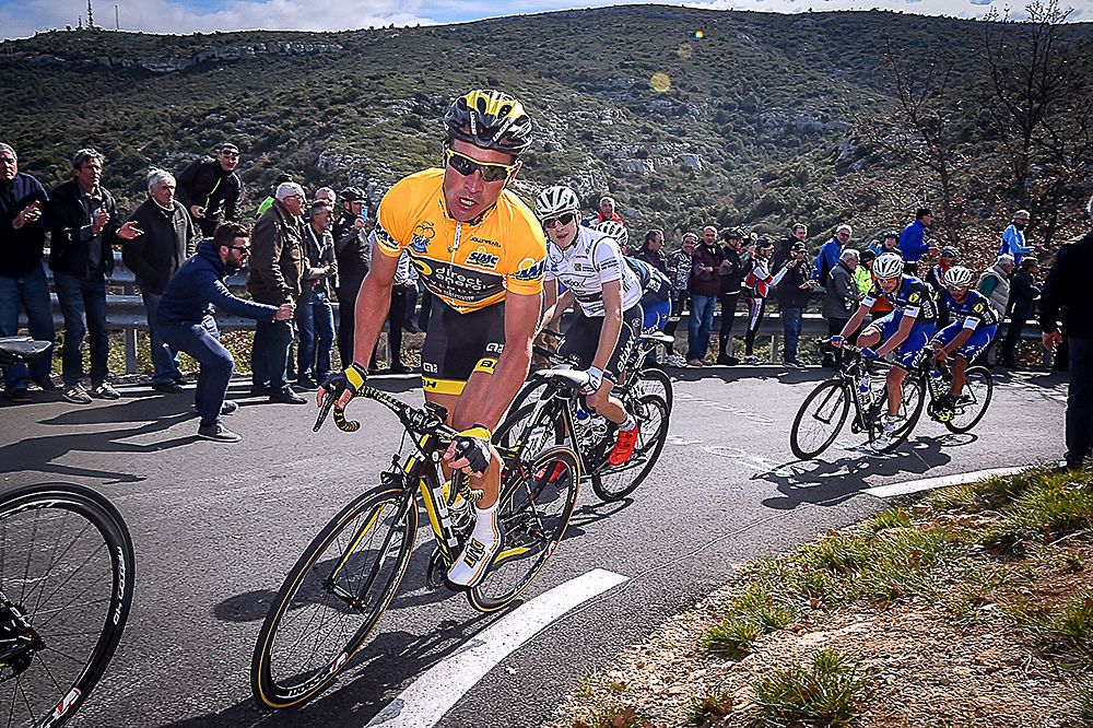 Thomas Voeckler in yellow during the final stage of la Provence
