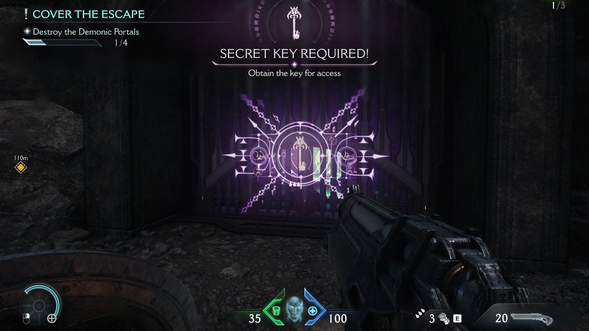 Doom: The Dark Ages Village of Khalim secrets - A locked purple gate, requiring a special key to open.