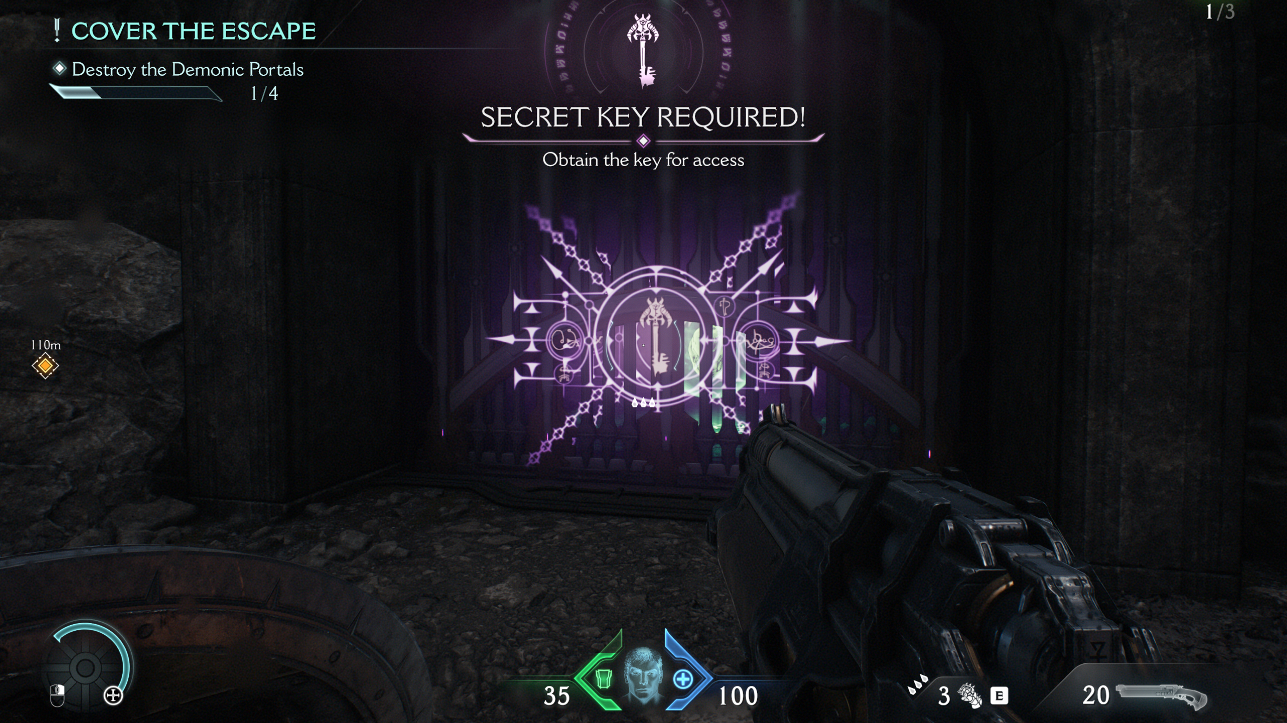 Doom: The Dark Ages Village of Khalim secrets - A locked purple gate, requiring a special key to open.