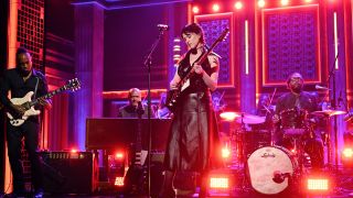 St. Vincent performing on The Tonight Show Starring Jimmy Fallon with The Roots