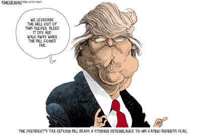 Political cartoon U.S. Trump tax reform