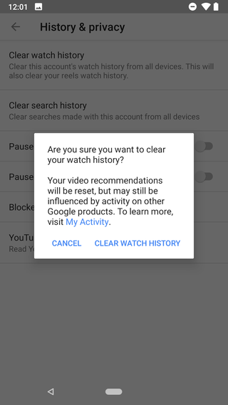 Clear watch history