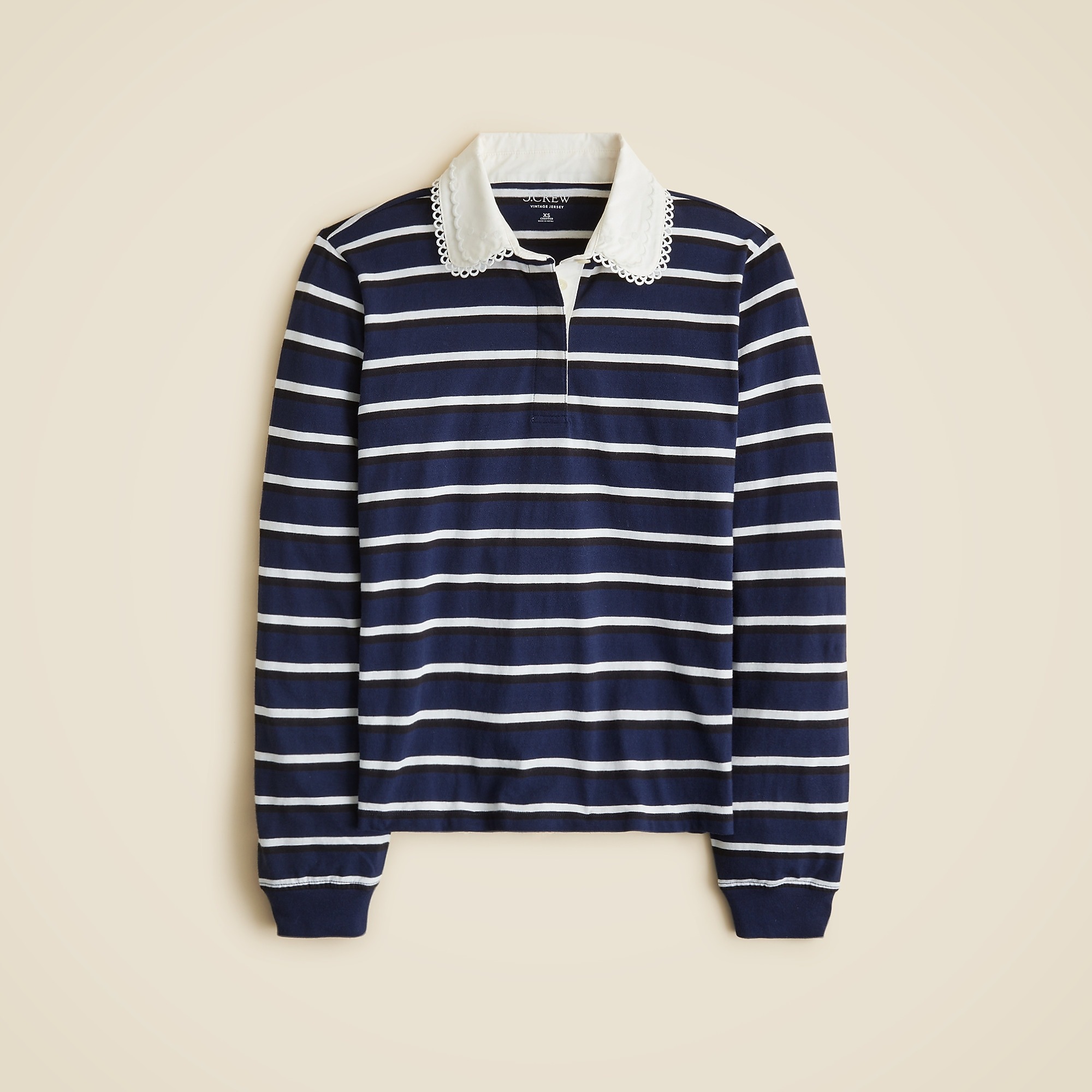 J.Crew, Vintage Jersey Rugby T-Shirt With Eyelet Collar