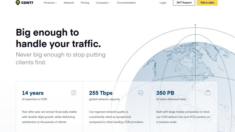 Website screenshot of CDN77 (September, 2025)