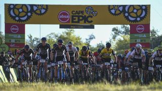 The men's elite start of Stage 1 of the 2021 Absa Cape Epic